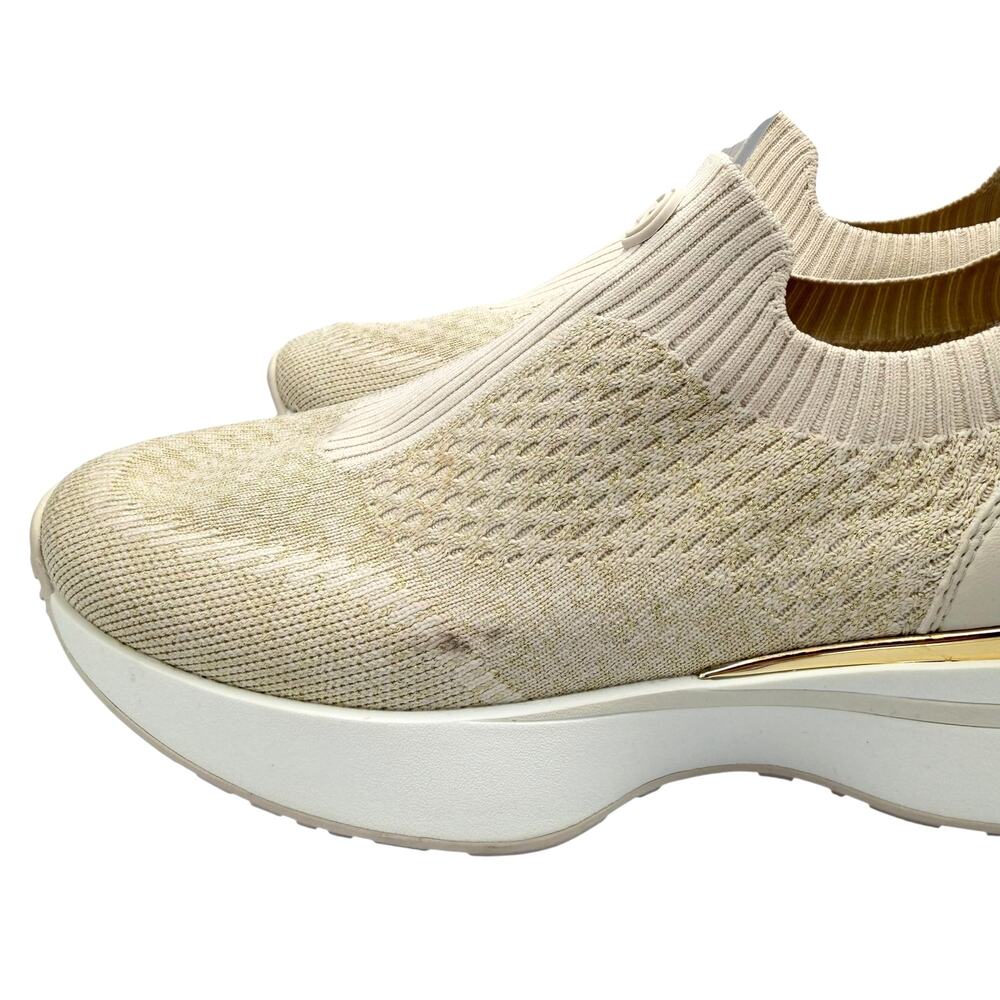 Michael Kors Ari Neutral Cream Knit Slip On Athleisure Lifestyle Sneakers - Picture 9 of 11